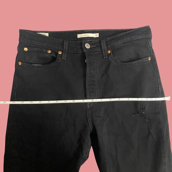 🔥 Levi’s Wedgie Black Distressed Straight Leg Jeans – Size 29 🔥 - Picture 7 of 11